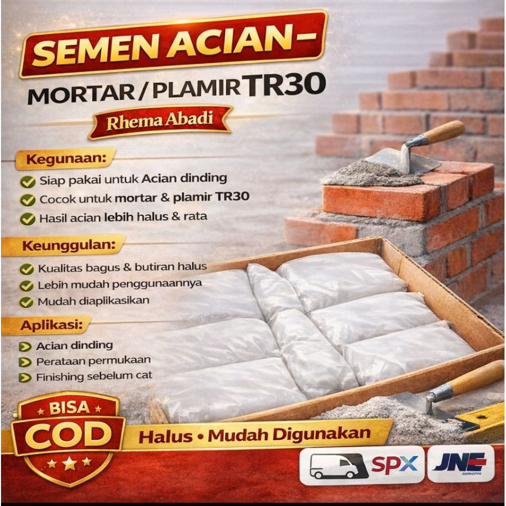 SEMEN ACIAN PUTIH MORTAR PLAMIR TR30 TIGARODA  RE PACK 1KG