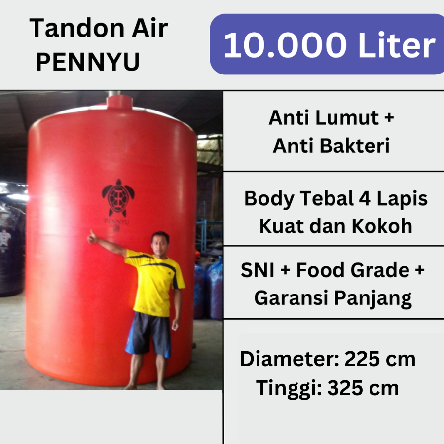 Tandon Tangki Toren air Penyu 10.000 Liter Anti Lumut Kuat Lapisan Tebal berkualitas
