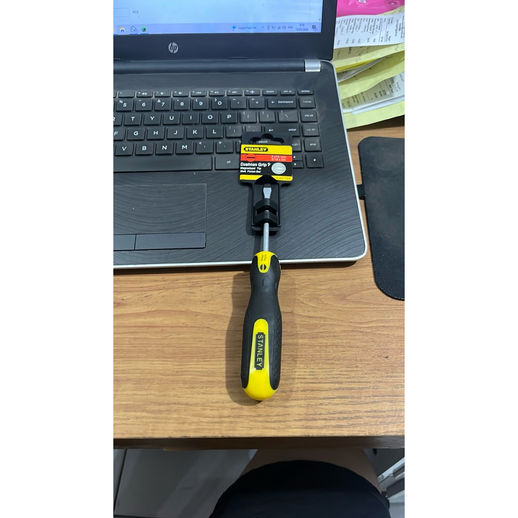 Obeng stanley 5x75 minus cushion grip murah