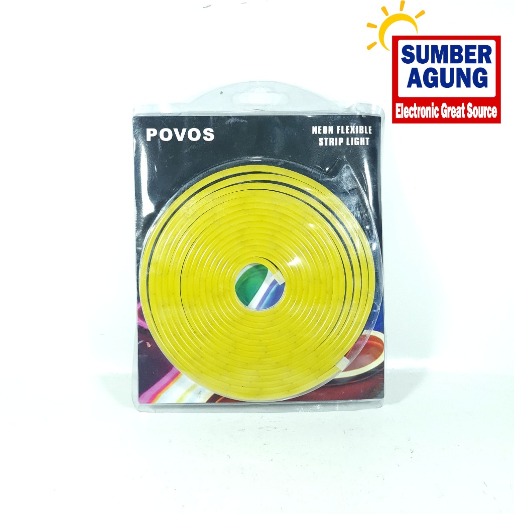 Povos Neon Flex DC 5M Gold Neon Flex LED Strip Fleksibel 5M 12V DC Panjang 5 Meter Gold Lampu Neon F