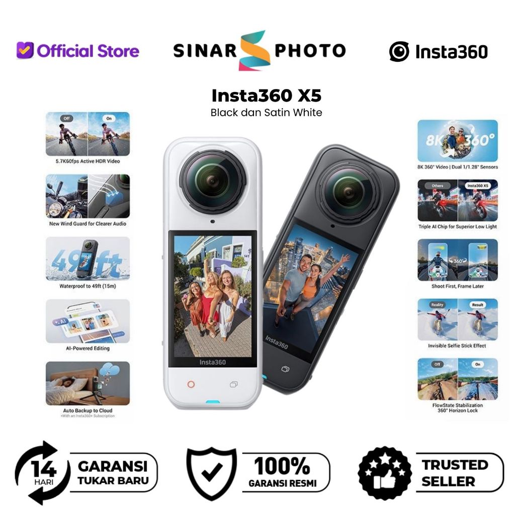 Insta360 X5 8K Camera Insta360 / Insta360 X5 Basic Bundle / Essential Bundle / Cyclling Bundle / Mot