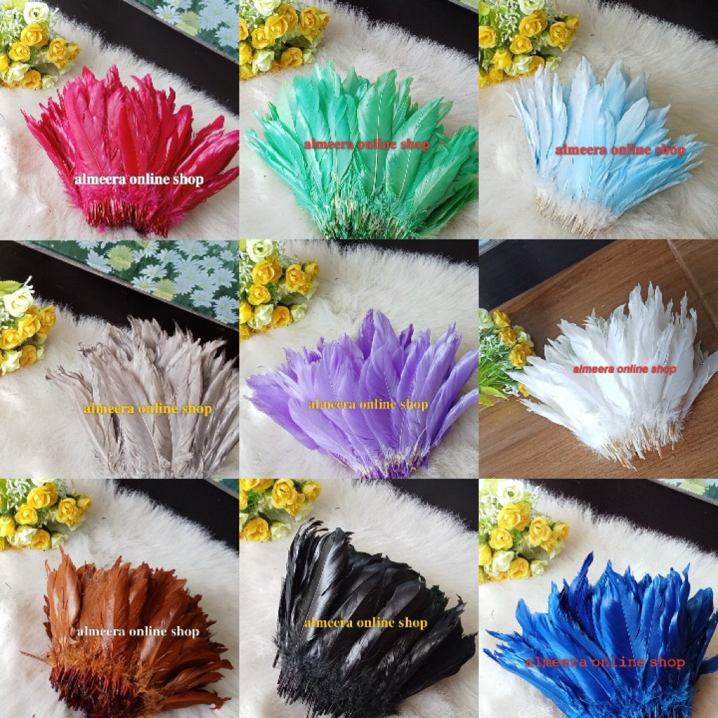 Bulu angsa import warna warni meteran/ Bulu angsa bahan kerajinan/ Bulu bahan mirror juju
