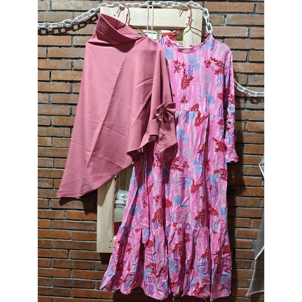 Gamis Set kerudung anak dewasa (brand butik)