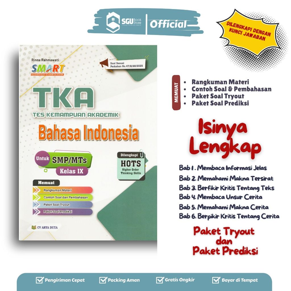 Buku TKA Bahasa Indonesia SMP 2025/2026 Penerbit CV Arya Duta