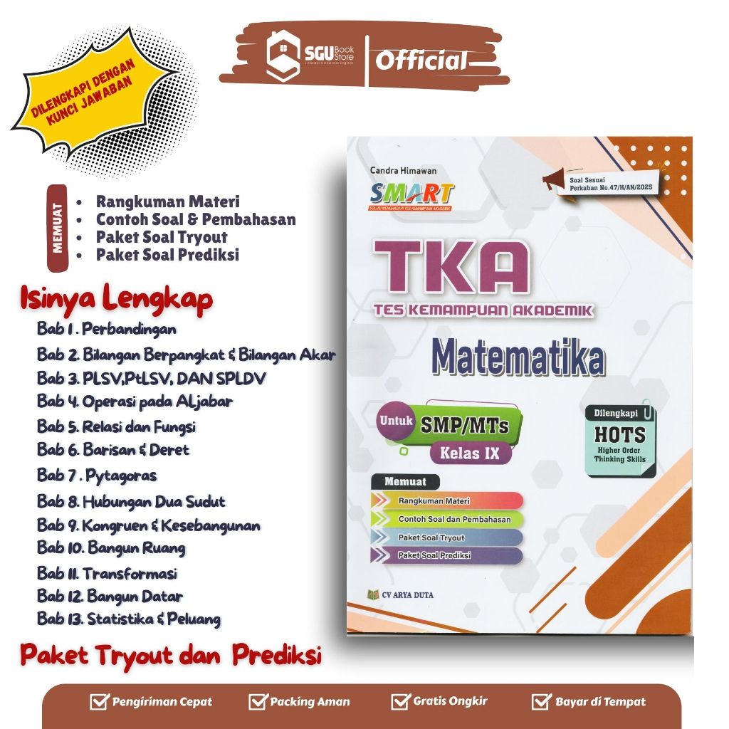 Buku TKA Matematika SMP 2025/2026 Penerbit CV Arya Duta