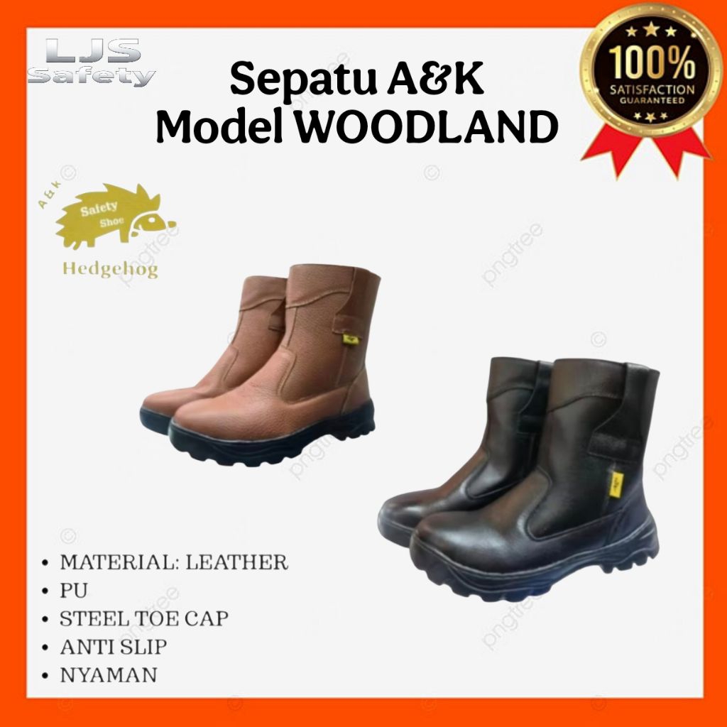 Sepatu Safety A&K WOODLAND Toe Cap - Sepatu Safety Half Knee