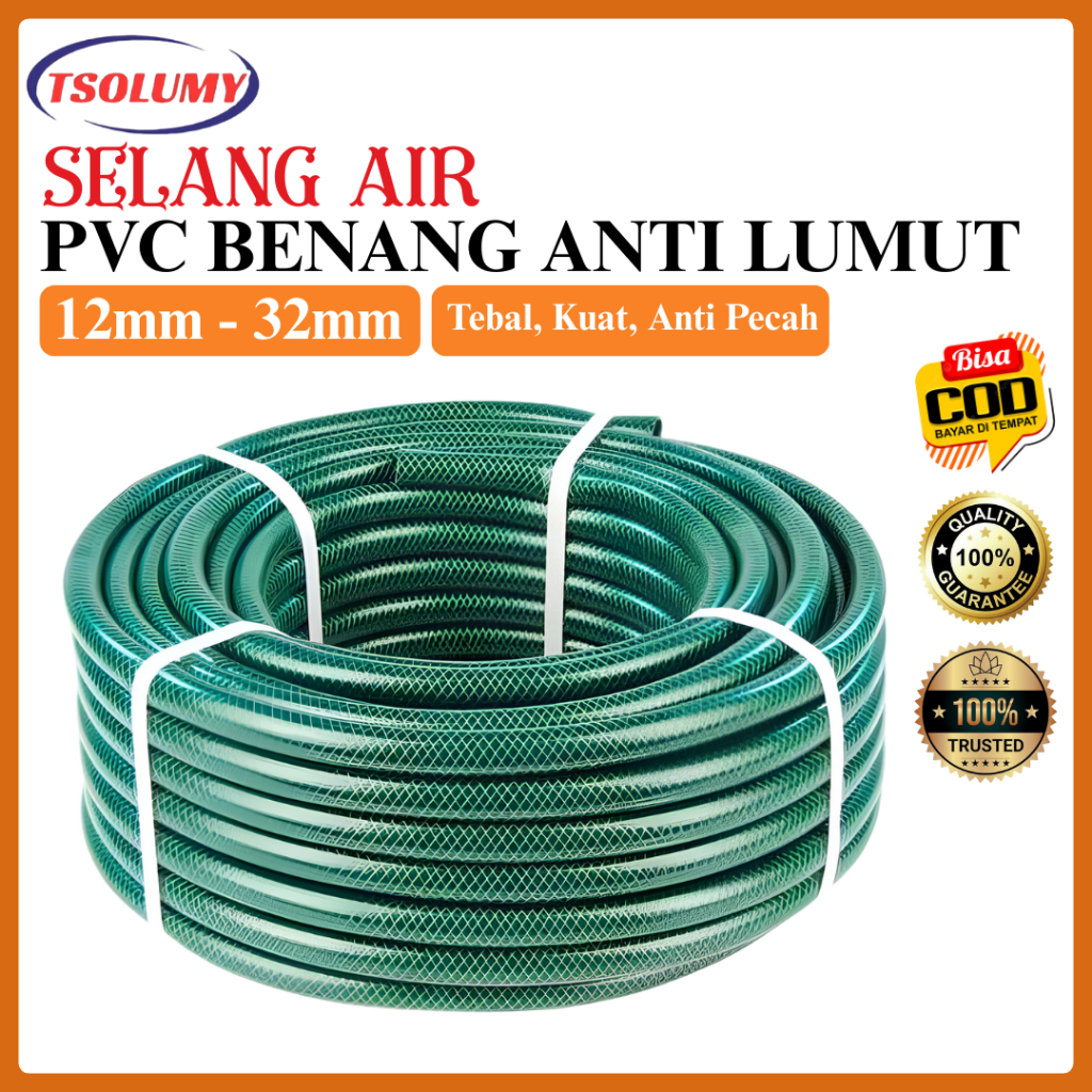 Selang Air PVC Benang Anti Lumut 12mm - 32mm Tebal Kuat Anti Pecah Selang Anti Lumut Tebal 2mm