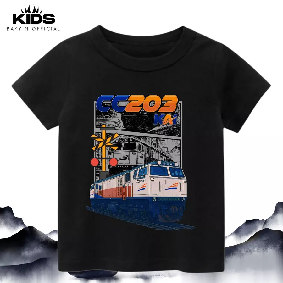 BAJU GAMBAR KERETA API BARU VIRAL 1 T-Shirt Anak//Kaos Anak bahan combed 30s premium gambar KERETA A