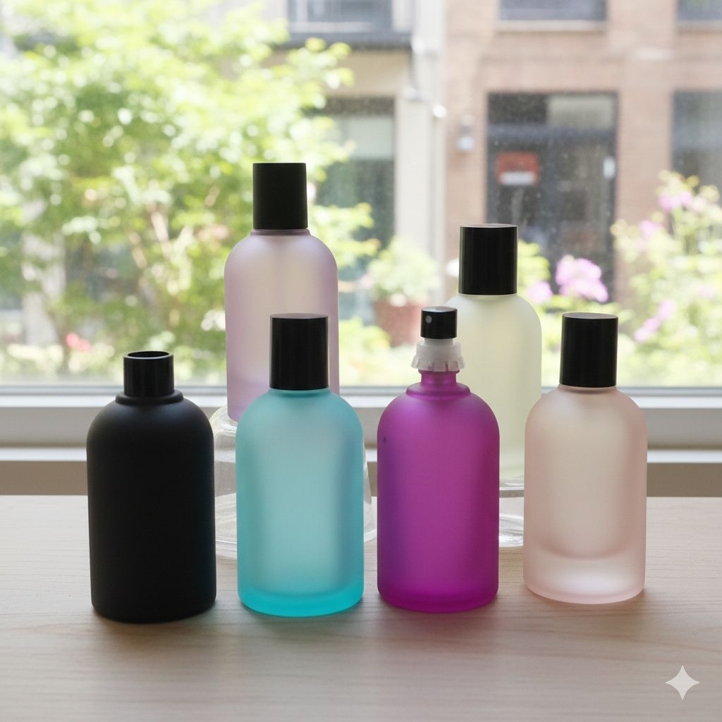 Botol parfum LELA 50ML semi press, botol parfum warna doff, botol kaca anti pecah