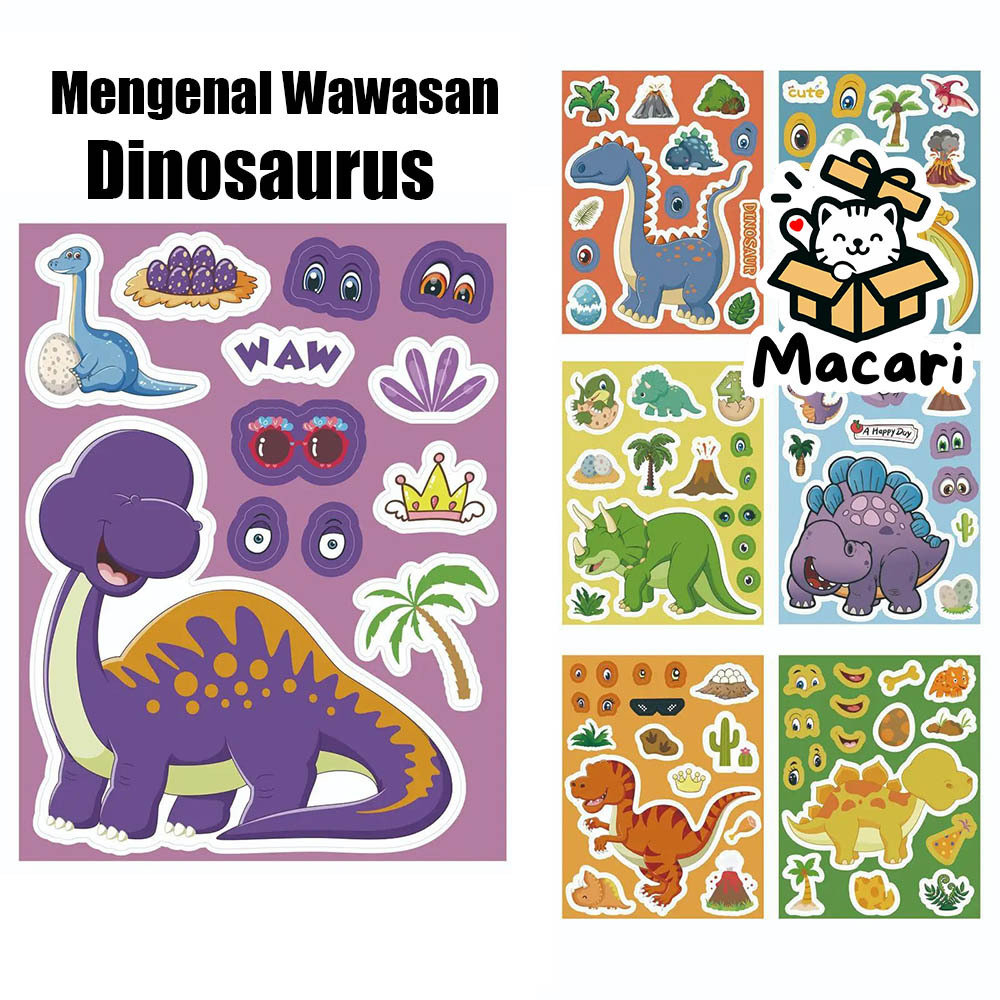 [DINOSAURUS] DIY Sticker Ganti Wajah Dinosaurus / DIY Stiker Hias Dinosaurus / Stiker Edukasi Dinosa