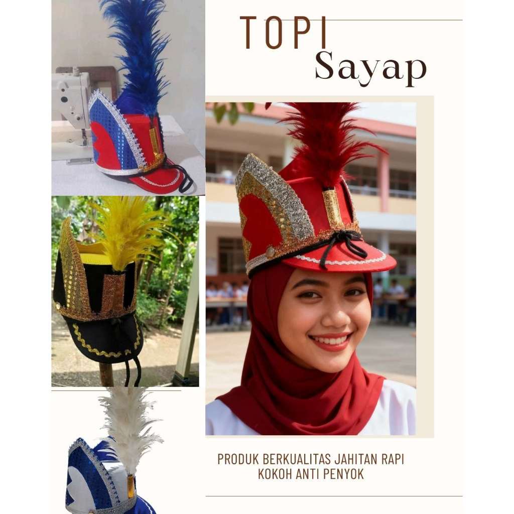 Topi Drumband Anak Dewasa SD,SMP,SMA (BISA CUSTOM MODEL BENTUK SESUAI PERMINTAAN)