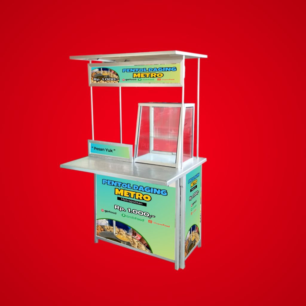 Booth Portable + Etalase + Atap +  Meja Depan / Gerobak lipat / Meja Lipat