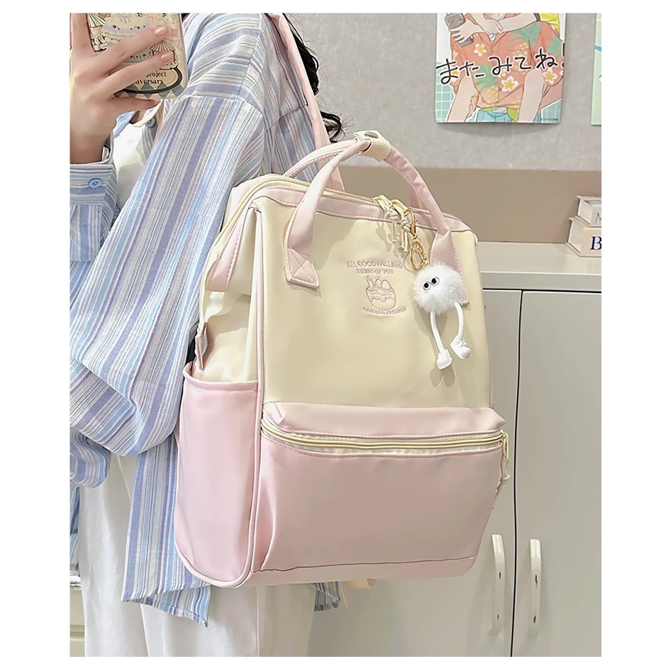 Tas Ransel Wanita | Tas Wanita Sekolah Nilon | Tas Sekolah Korean Style | Laptop Bag,untuk siswa SMP