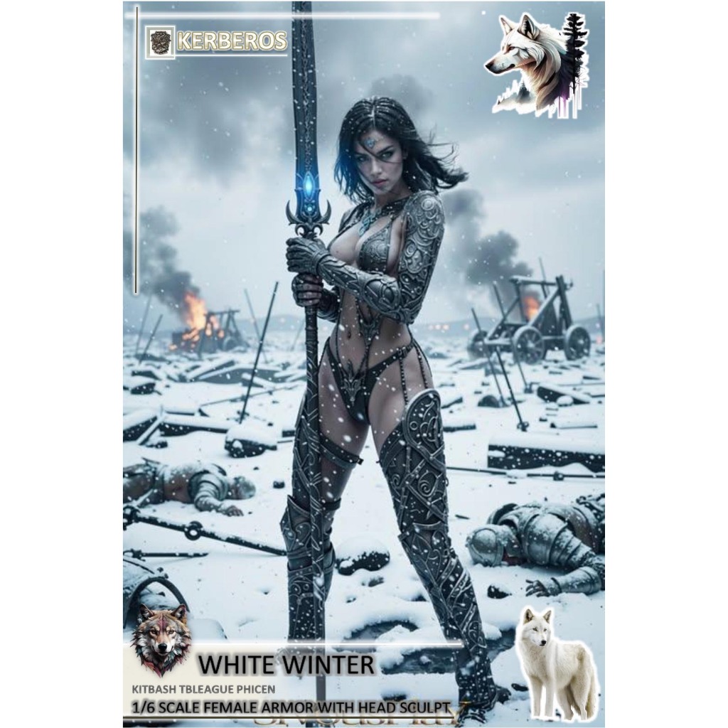 TBLeague Phicen Kitbash White Winter Female Northern Warrior Armor 1/6 with Head Sculpt Game of Thro