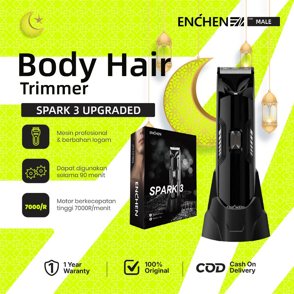 Enchen Spark 3 Upgraded Body Trimmer Professional Hair Clipper Alat Cukur Rambut IPX7 WaterProof