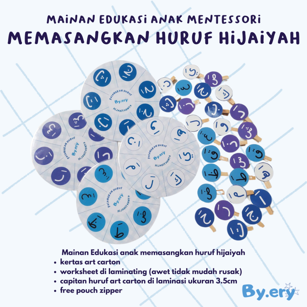 MAINAN EDUKASI ANAK MONTESSORI MEMASANGKAN HURUF HIJAIYAH DAN ABJAD