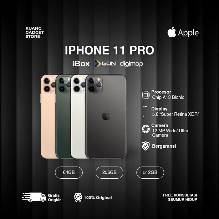 IPHONE 11 PRO SECOND iBOX - DIGIMAP - GDN 64GB 128GB 256GB Midnight Green, Space Gray, Silver, Gold