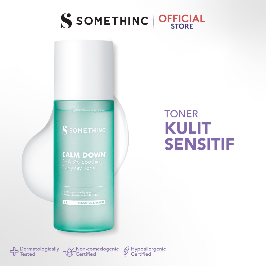 SOMETHINC Calm Down PHA 3% Soothing Everyday Toner  - Toner untuk Kulit Sensitif, Kemerahan, Kulit N