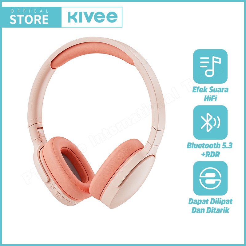 KIVEE Headphone Bluetooth 5.3 TW144 With Noise Cancelling Mic Foldable Earphone Wireless Original