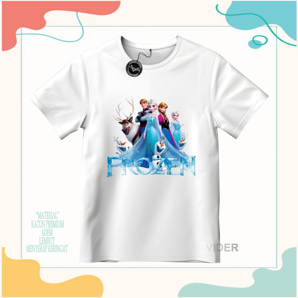 Kaos anak cewe Gambar frozen/Baju anak perempuan gambar frozen