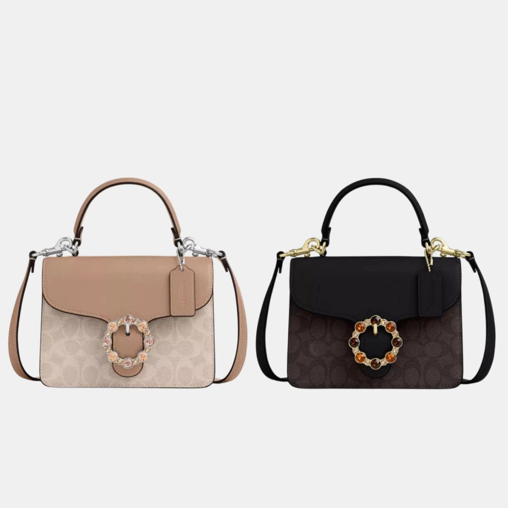 COACH Courtney Top Handle Bag In Signature Canvas With Diamonds COACH Crossbody Bag COACH Handbag Ta