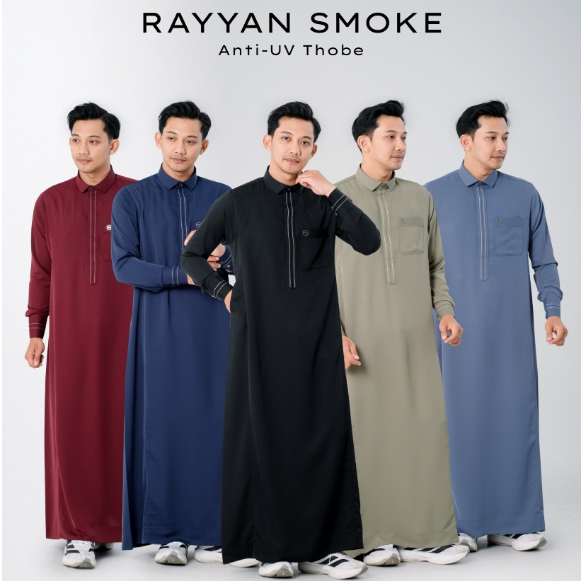 DNINE THOBES - Jubah Pria Rayyan Smoke Slimfit UV Protector