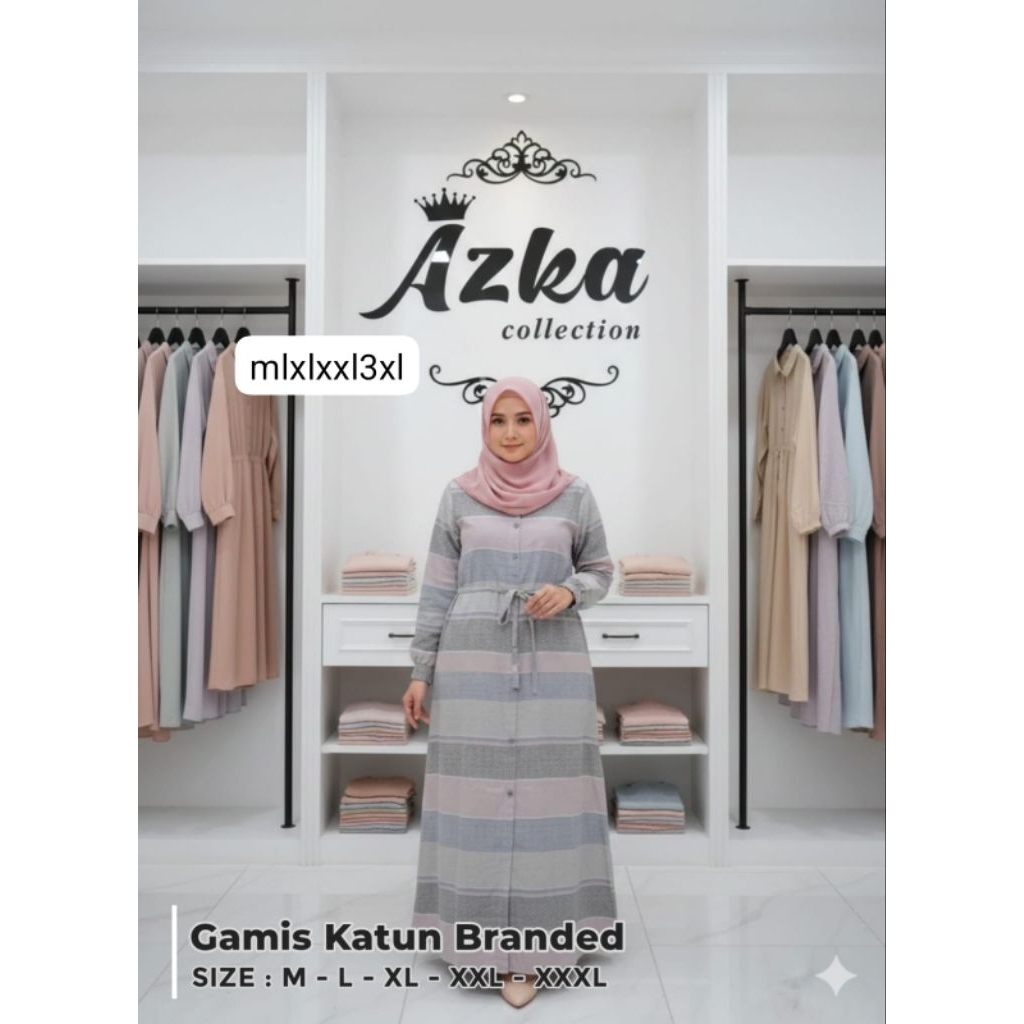 Dress azka bahan katun Triset