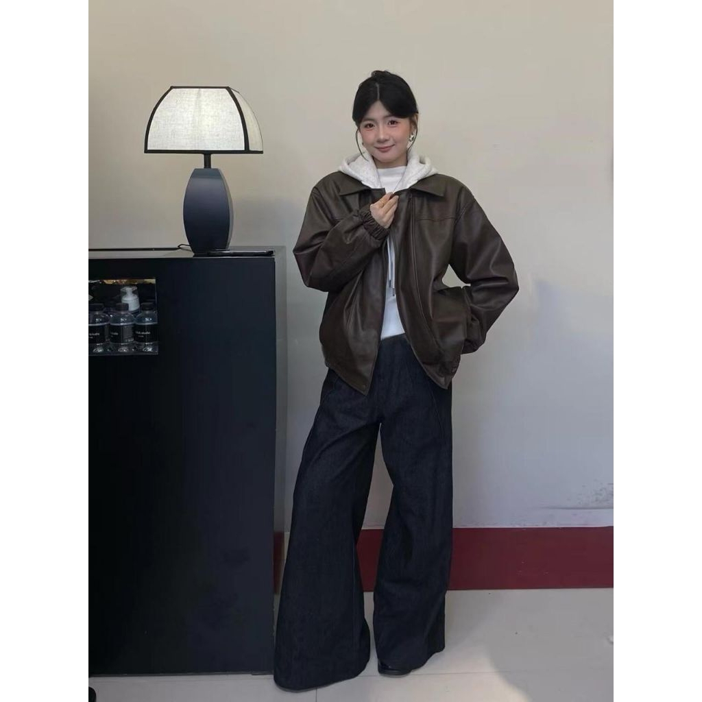 JK152  Hoodie leather jacket premium