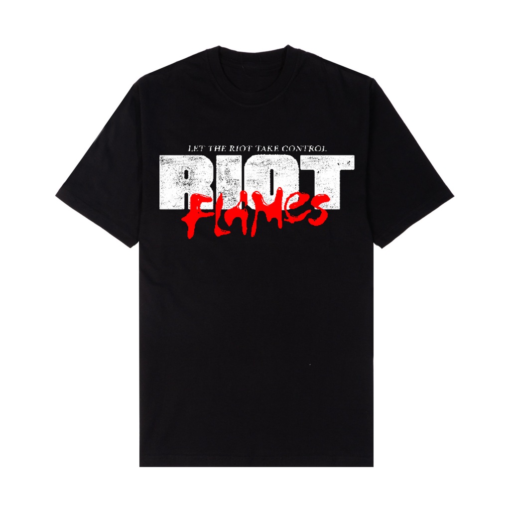 RIOT FLAMES Kaos Pria - DOG RIOT - Black