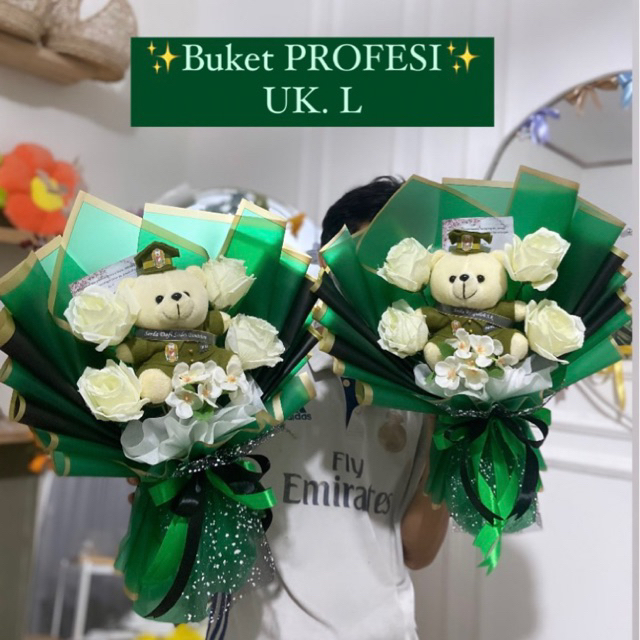Buket Boneka Profesi Polisi perwira TNI AD AU AL Pelaut Perawat uk. L