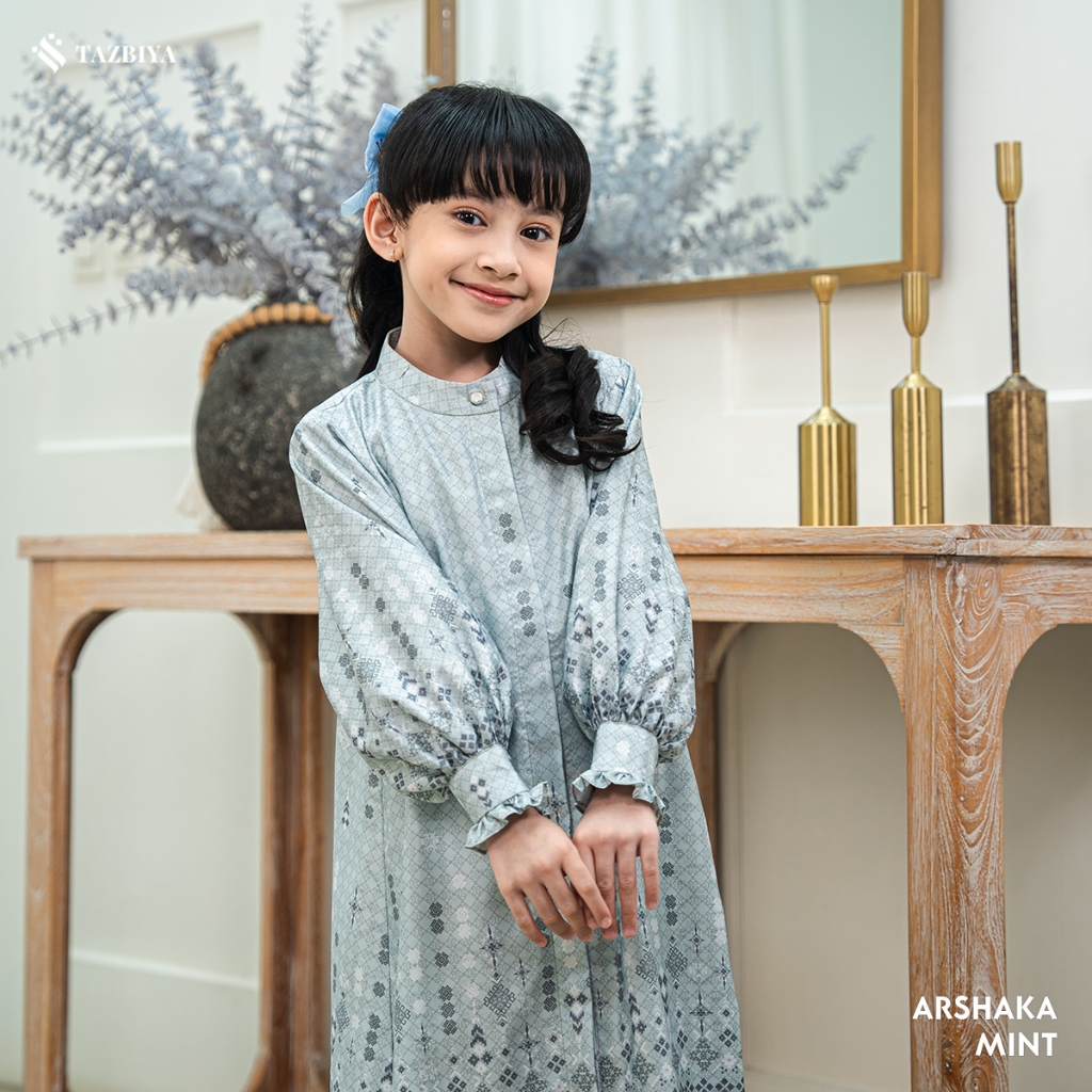 TAZBIYA Gamis Anak Motif | Dress Anak Motif | Dress Syari Anak Silk Premium | Gamis Anak Sarimbit - 