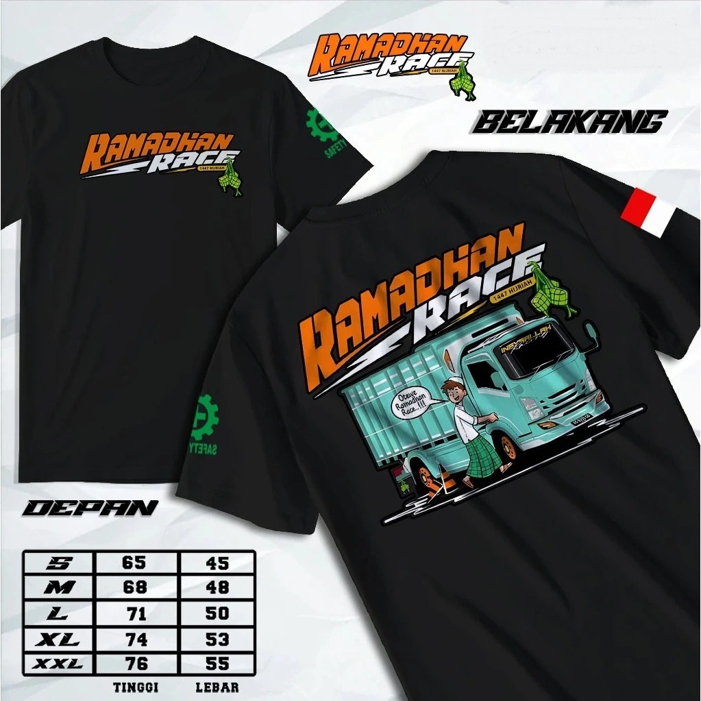 Kaos RAMADHAN RACING- kaos Distro motif kata RAMADHAN RACING- Tshirt Pria Wanita