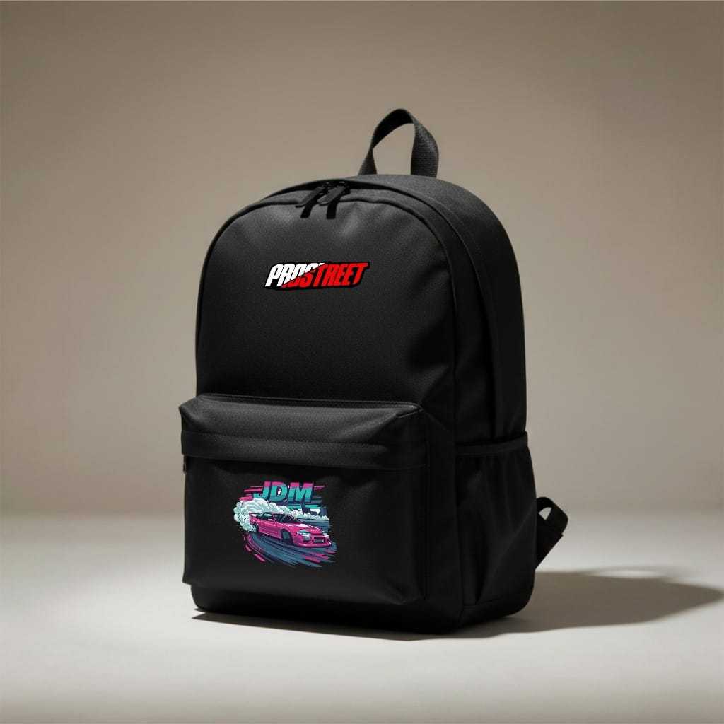 Tas Ransel Sekolah Anak Laki-laki dan Perempuan Backpacker Stylish ProStreet Mobil JDM Hitam