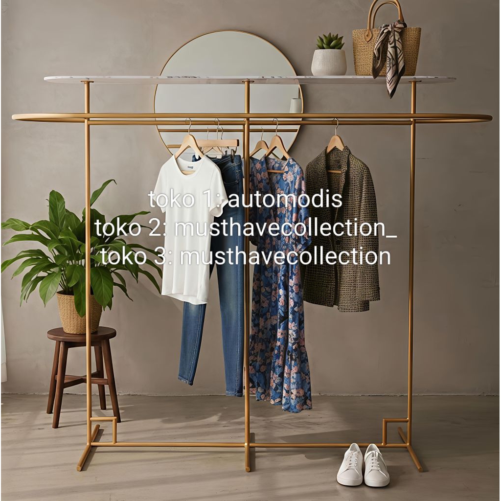 GAWANG BAJU 2 SISI DUA AMBALAN ATAS RAK LEMARI RAM TATAKAN GANTUNGAN KUAT HANGER STAND TENGAH DISPLA