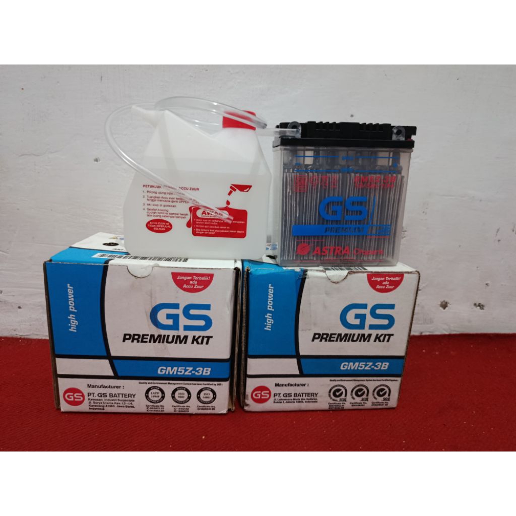 Aki GS Astra GM5Z-3B KIT Original, Aki Basah GS Original