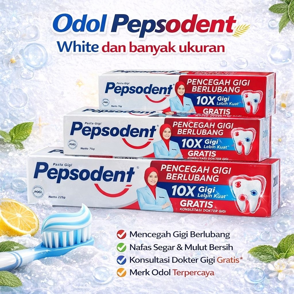 Odol Pepsodent Ukuran Lengkap 25 gr, 75 gr, 120 gr, 190