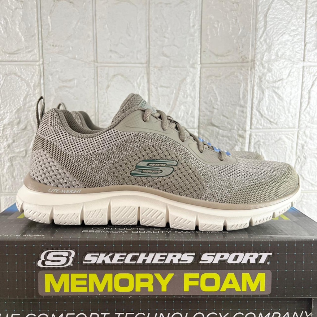 SEPATU SKECHERS PRIA SKECHERS TRACK GLENDOR 232699 TAUPE SPORTY RUNNING SLIP ON TALI FASHION ORIGINA