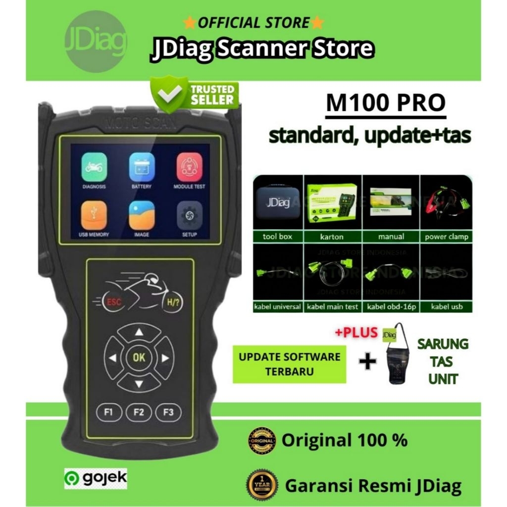 JDIAG M100 PRO JDIAG M100 PRO SCANNER MOTOR JDIAG M100 HITAM SCAN SEPEDA MOTOR ECU OBD 2