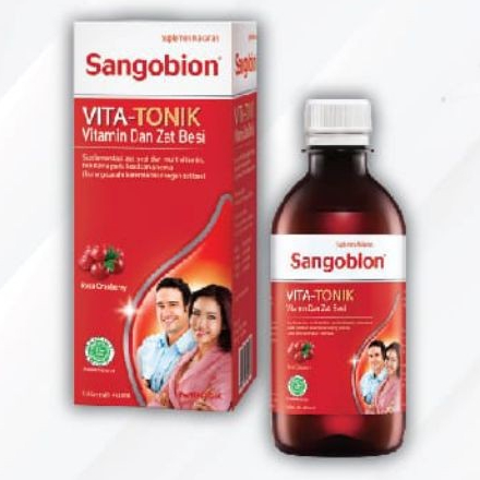 SANGOBION Vita-Tonik Sirup 250mL Menambah Darah Zat Besi Vitamin Anak Dewasa Buah Cranberry
