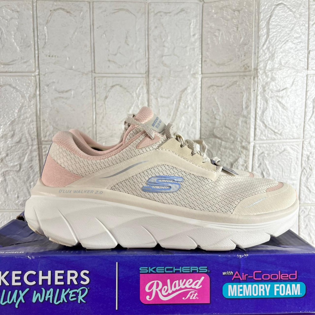 SEPATU SKECHERS WANITA SKECHERS D'LUX WALKER CLASSIC STROLL 150104 NATURAL PINK WOMEN TALI NYAMAN SA