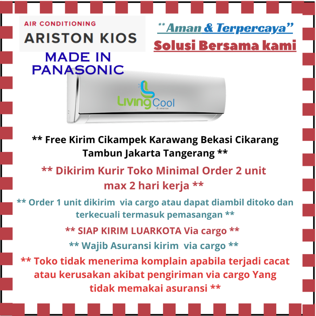ARISTON AC Standard 1PK KIOS-9 Garansi Free Kirim Karawang Bekasi Tangerang Jakarta