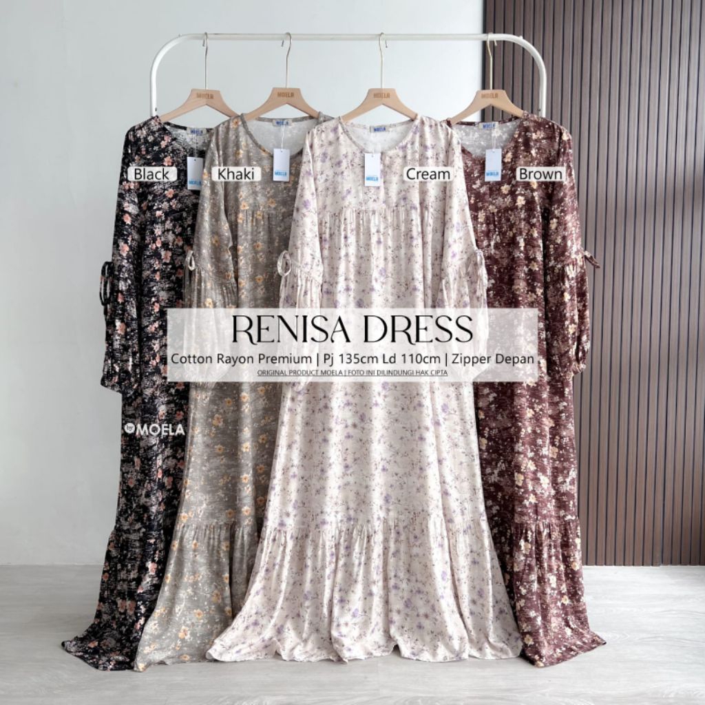 Renisa Dress Gamis Jumbo Allsize Busui Premium Catton Rayon Original Ori Moela Berlabel
