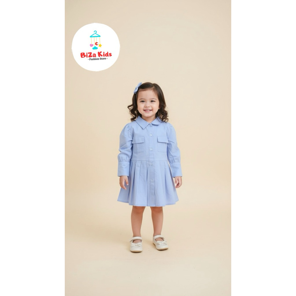 Dress Anak Perempuan Import Biru Muda (usia 3-4th)