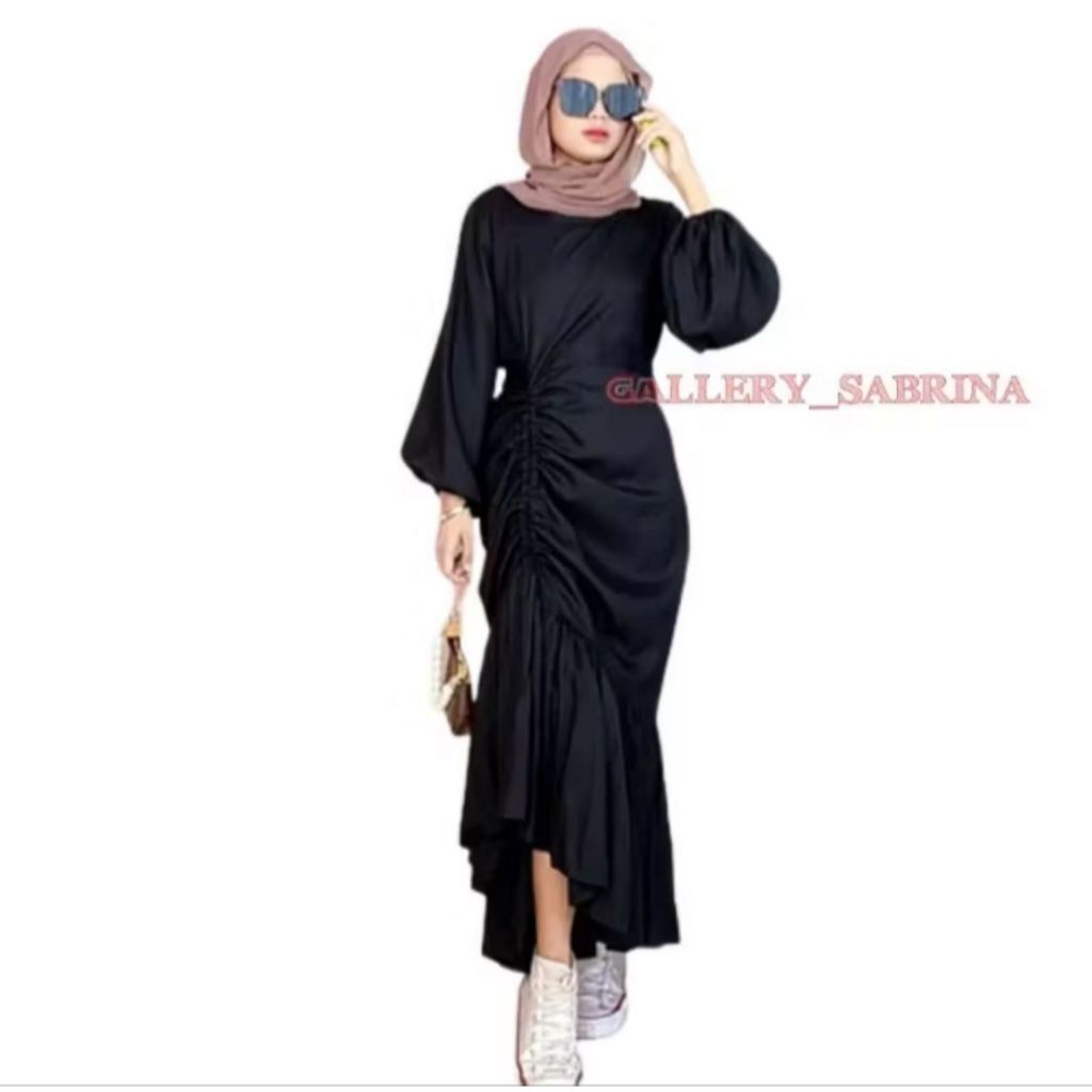 Hanum dress kondangan//dress satin abg //gamis lebaran