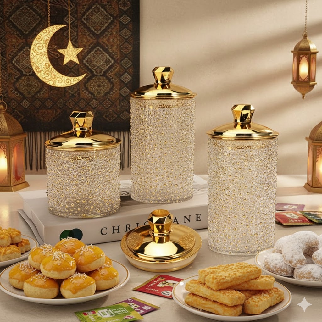 Toples Lebaran Mewah / Toples cantik / Toples Estetik Untuk Kue  Tempat Permen Kristal Elegan Luxury