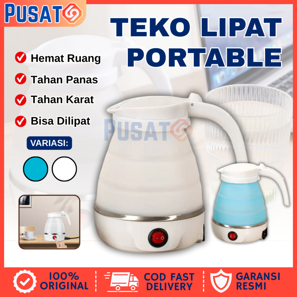 PUSAT69 Teko Listrik Lipat Portable 600ml Pemanas Air Foldable Electric Kettle Camping Travel Mini