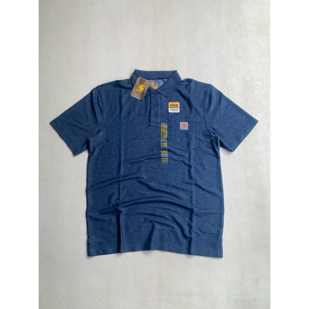 Carhartt S/S Pocket Polo Shirt Dark Cobalt Blue Heather