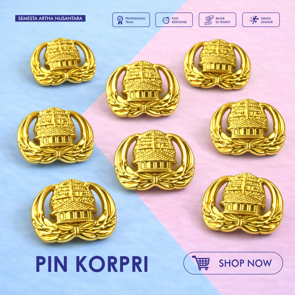 Pin Korpri/Lencana Korpri Original SNI 3,3 Cm Logam Kuningan Emas