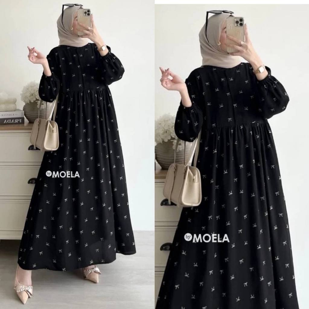 BEST DEALS Midi Dress Flower Busui Motif Bunga LD 110cm PB 125cm Bahan Rayon Premium Terlaris Gaun