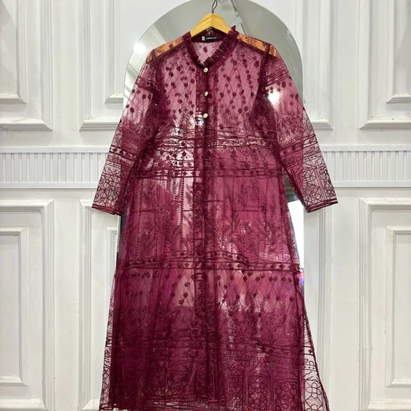 Long Outer Brukat Kondangan Wanita Tile Sapto Panjang